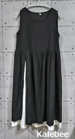 kalebee 深めサイドスリット入り ロングカットソーワンピース F