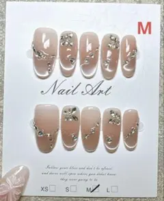 E053 Mサイズ　ハンドメイド　ネイルチップ　ミディアムオーバル