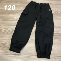 【新品】キッズ　カーゴパンツ　120 ブラック　ポケット付　ロングパンツ
