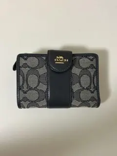【COACH】コーチ　二つ折り財布　ミディアム　ウォレット　ネイビー　紺　新品
