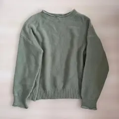 Lowrys Farm ミントグリーン クルーネックニット