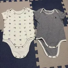 訳あり◆Ralph Lauren ポロベア　ボーダー　ロンパース 75cm 9M
