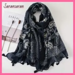 バンダナ柄 ショール シアー ストール スカーフ 大判 寒さ対策 マフラー 上品