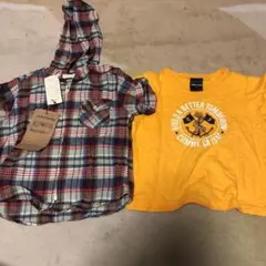 COMME CA ISM フード付きチェック柄フード付きとTシャツ100センチ