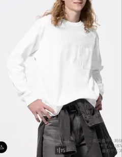 ジーユー　ヘビーウェイトクルーネックT（長袖）白　M