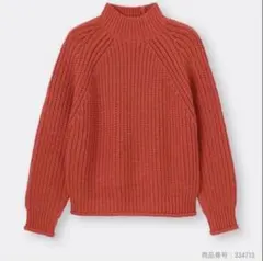 【美品】GU チャンキーニット ハイネックセーター オレンジ　Sサイズ