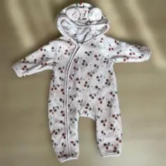 フード付きロンパース 80サイズ さくらんぼ柄