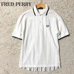 美品 FRED PERRY フレッドペリー ボーダー ポロシャツ ブルーホワイト 