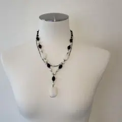 【14】白黒ストーン　2連ネックレス　レトロ　ヴィンテージ