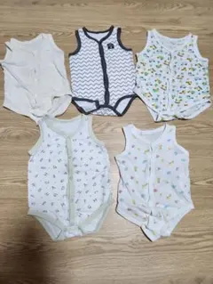 男の子 タンクトップ肌着 前開き 70cm ロンパース まとめ売り 5枚