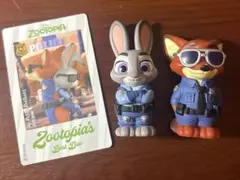 ズートピア ソフビパペットマスコット　ニック　ジュディ　52TOYカード