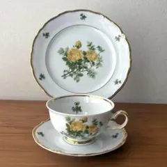 ドイツ ウィンターリング 黄色い薔薇のカップ＆ソーサートリオ　 金彩装飾