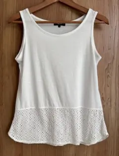 COMME CA ISM ホワイト ノースリーブ トップス サイズ9