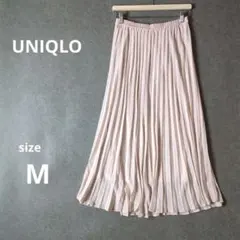 ユニクロUNIQLOピンク シフォンプリーツロングスカート　入園入学　Mサイズ