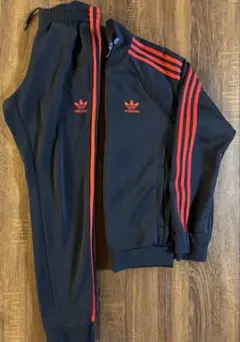 アディダス　スーパースター　トラックジャケット /パンツ　セットアップ　紺/赤