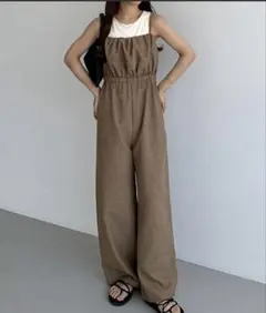 リネンライクギャザーキャミサロペットパンツのサムネイル
