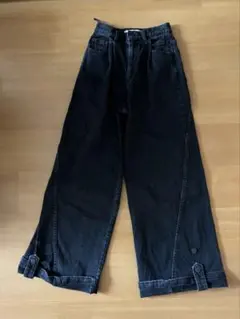 希少 GU x rokh デニム バギー ワイドパンツ XS dark gray