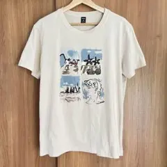 ROMWE グラフィックTシャツ プリント ベージュ ブルー メンズ Mのサムネイル