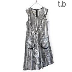 t.b センソユニコ ロングワンピース ストライプ柄 変形 アシンメトリーのサムネイル