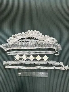 ホワイトレースリボン　まとめ売り　切れ端　ハンドメイド 【レ01】