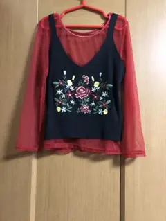 F☆レイカズン☆フラワー刺繍が可愛いニットキャミソール♪ビスチェ美品のサムネイル