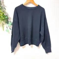 T0064 ユニクロ　スウェット　M 黒　シンプル　大きめ　トレーナー　トップス