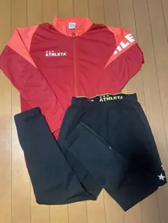 ATHLETA アスレタ ジャージ 上下セット 赤黒 Mサイズ