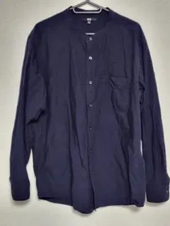 UNIQLO バンドカラーシャツ ネイビー XL