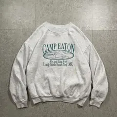 90sUSA製Leeプリントスウェット L 霜降りグレー ヴィンテージ 短丈古着