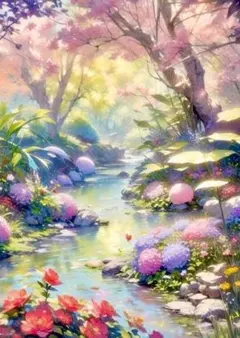 薔薇のアーチ】アクリル画 F3 風景画 絵画 - メルカリ