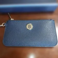 TOMMY HILFIGER ネイビー レザー カードケース