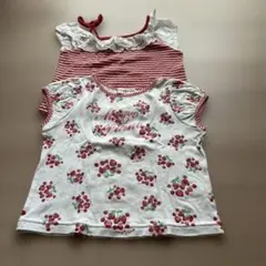 メゾピアノ　いちごTシャツ　ボーダーオフショルTシャツ　２枚セット　110cm