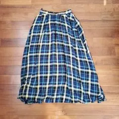 アメリカンホリック チェックロングスカート ブルーグリーン系 freeサイズ