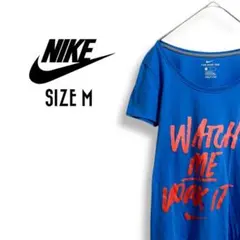 ナイキ Tシャツ 古着 レディース M スウッシュ 前プリント 青d36のサムネイル