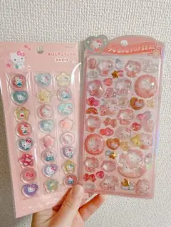 正規品　コットンパフィ　おはじきシール　キラコロ　ハローキティ