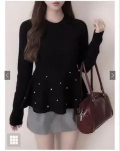 GRL パールペプラムリブニットトップス ［fu224］