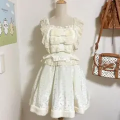 当時物LIZLISA ビッグリボン レース ドッド柄 ミニ丈ワンピ 姫カジ 冬 当時物LIZLISA ビッグリボン レース ドッド柄 ミニ丈ワンピ 姫カジ 冬