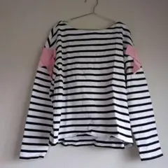 フランシェリッペ　袖リボン　ボーダーカットソー