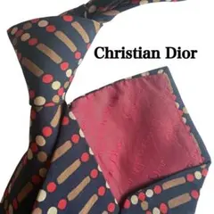 Christian Diorディオール　 ネクタイ ネイビー　ドット柄　総柄