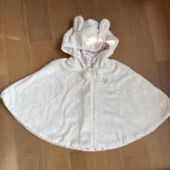 ウサギ耳付きフリースポンチョ　ミキハウス　白