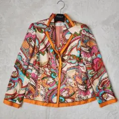 【新品級】銀座マギー 絹100% シルク ペイズリー 花柄 ジャケット Mのサムネイル
