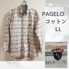 美品　PAGELO コットン LL ストライプシャツのサムネイル