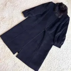 【最高級カシミヤ✨️本毛皮ブルーフォックス】 ロング コート 東京スタイル