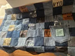No.1410ハンドメイド★ブランケット★デニムリメイク★パッチワークのサムネイル