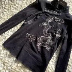 Vivienne Tam ドラゴン刺繍　パワーネットブラウスカットソー　ブラックのサムネイル