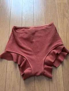 オレンジ フリル付きハイウエスト水着