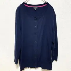 タルボット 無地 カーディガン クルーネック 長袖 XL 紺 コットン 通勤のサムネイル