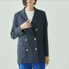 PLST プラステ ダブル　ジャケット　紺ブレ　ブレザー　金ボタン　ネイビー　M