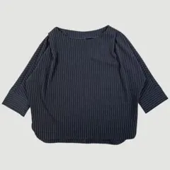 ロペピクニック 五分袖 ストライプブラウス ブラックサイズ38