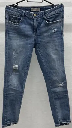 レディース ダメージジーンズ スキニー 水色 S〜Mサイズ